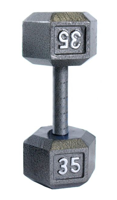 Vist Large View of Product Image Which is New CAP 35LB CAST IRON HEX DUMBBELL - GRAY - SDG035