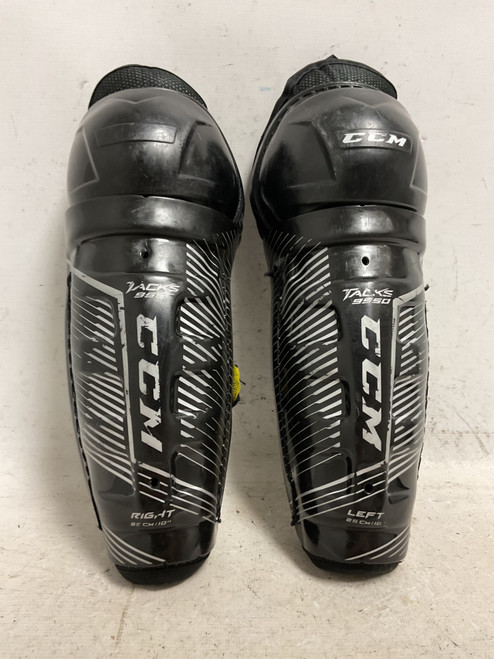 Vist Large View of Product Image Which is Used CCM TACKS 9550 Junior Shin Guards Black And Yellow 10"