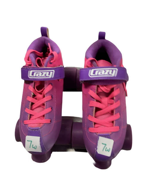 Vist Large View of Product Image Which is Used CRAZY ROCKET Senior Roller Quad Skates Pink Senior 7