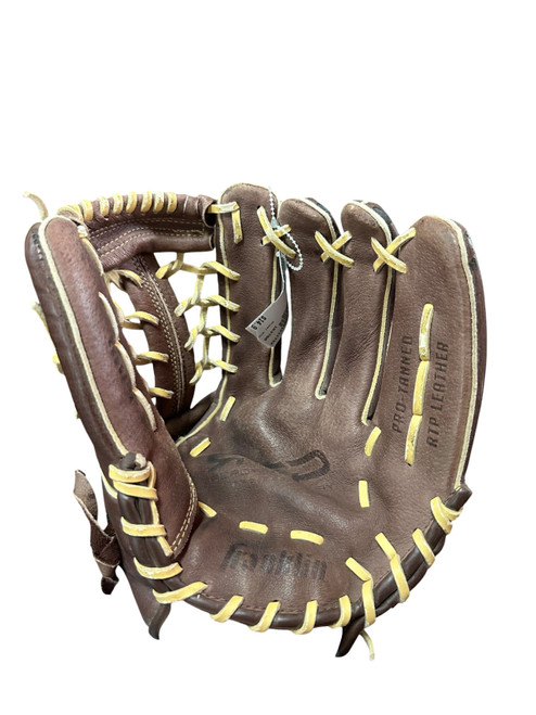 Vist Large View of Product Image Which is Used Franklin RTP BB/SB Glove RH Throw Brown 12"