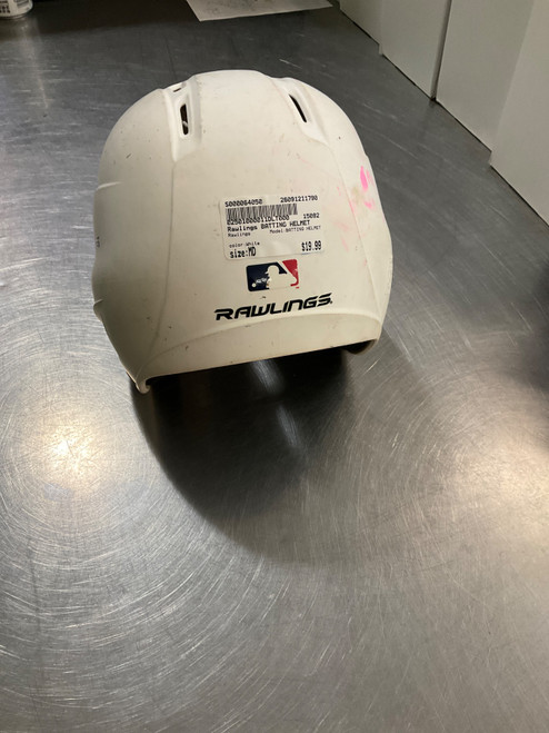 Vist Large View of Product Image Which is Used Rawlings BATTING HELMET Batting Helmet No Mask White MD