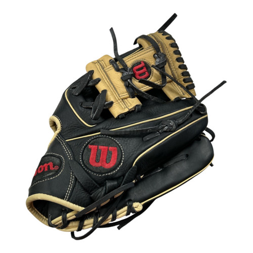 Vist Large View of Product Image Which is Used Wilson A07RB22115 RHT GLOVE BB/SB Glove RH Throw Black And Tan 11 1/2"