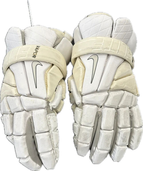 Vist Large View of Product Image Which is Used Nike VAPOR ELITE Lacrosse Gloves Mens White 13"