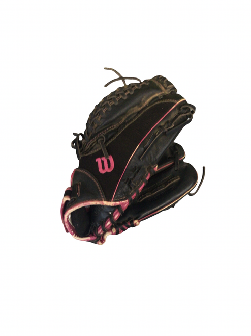 Vist Large View of Product Image Which is Used Wilson FLASH BB/SB Glove RH Throw Black 11 1/2"