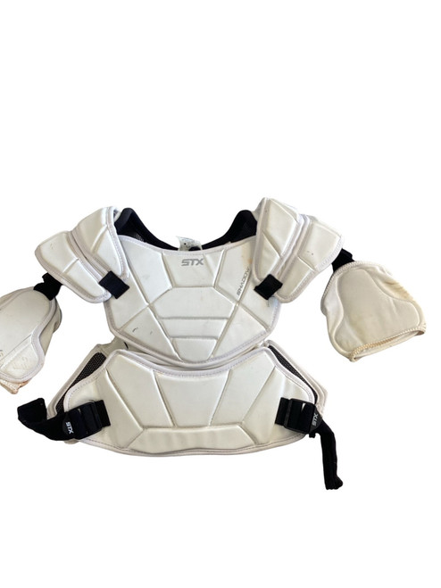 Vist Large View of Product Image Which is Used STX SHADOW Lacrosse Shoulder Pads White SM