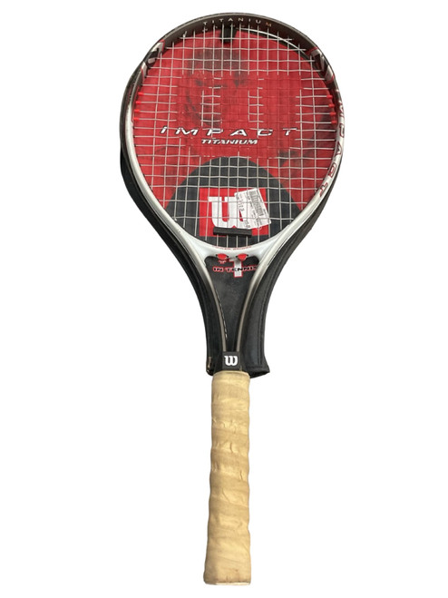 Vist Large View of Product Image Which is Used Wilson IMPACT Adult Tennis Racquet Black 4 1/2"