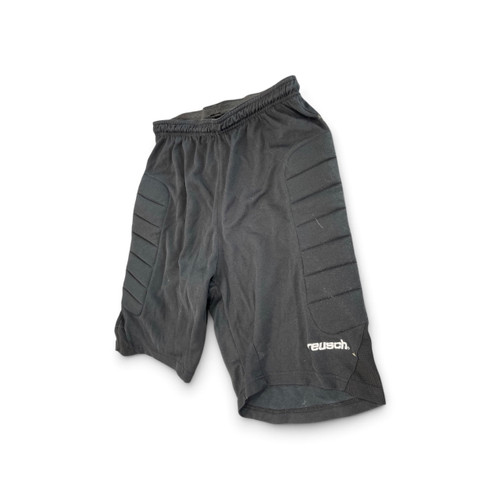 Vist Large View of Product Image Which is Used Reusch Soccer Goalie Shorts Black Adult Large, front view