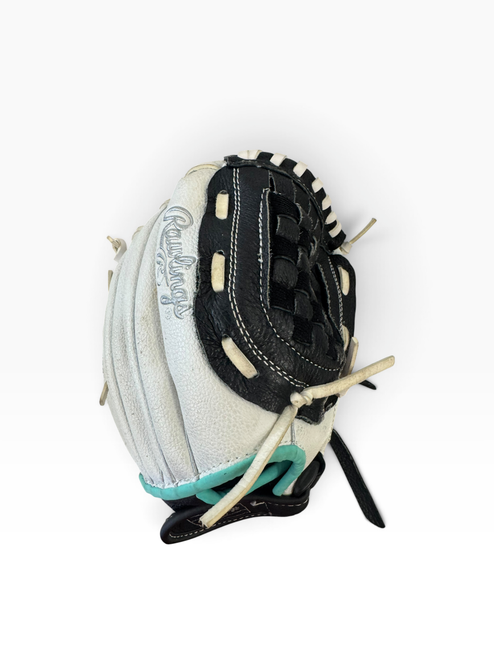 Vist Large View of Product Image Which is Used Rawlings FASTPITCH SOFTBALL BB/SB Glove RH Throw Black And White 10 1/2"