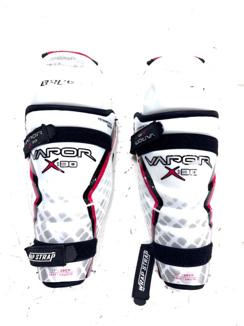 Vist Large View of Product Image Which is Used Bauer VAPOR X30 Junior Shin Guards Black 11"