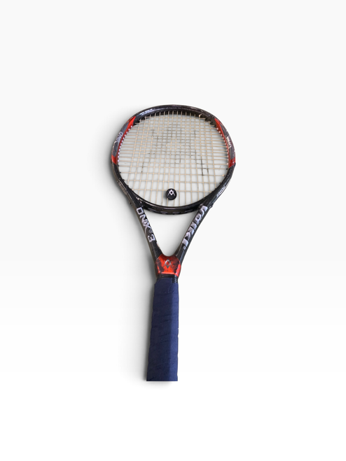 Vist Large View of Product Image Which is Used Volkl DNX 3 Adult Tennis Racquet Black 4 1/4"