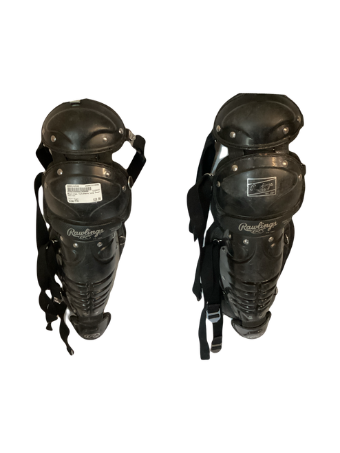 Vist Large View of Product Image Which is Used Rawlings Catchers Leg Guards Black Youth