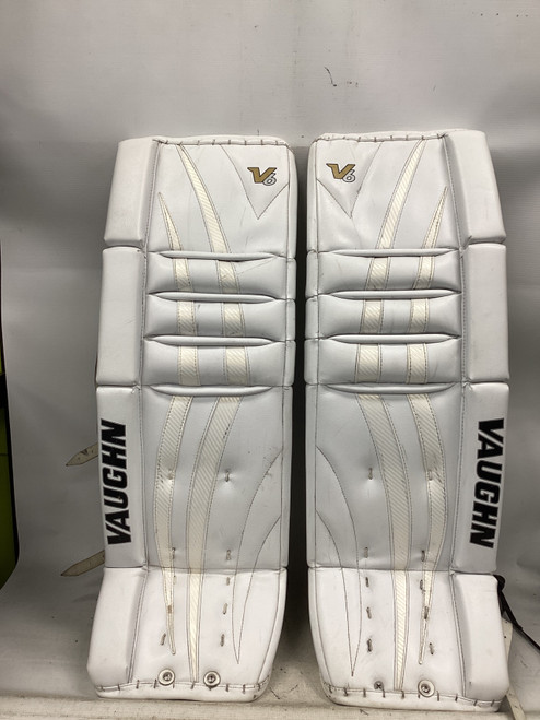 Vist Large View of Product Image Which is Used Vaughn VELOCITY V6 1000I Goalie Leg Pads Inter White 31"