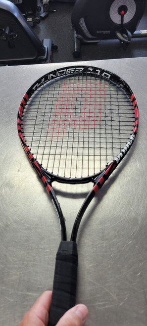 Vist Large View of Product Image Which is Used Prince THUNDER 110 Adult Tennis Racquet Black 4 1/4"