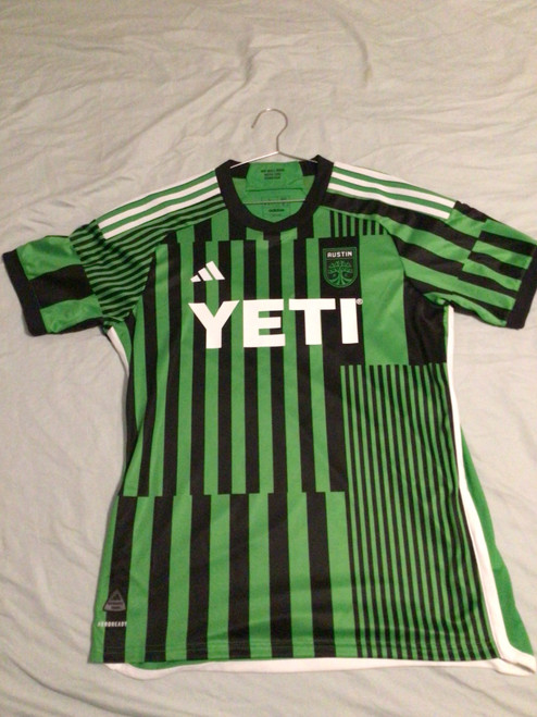 Vist Large View of Product Image Which is NEW Adidas AUSTIN FC JERSEY Soccer Top Adt Green LG