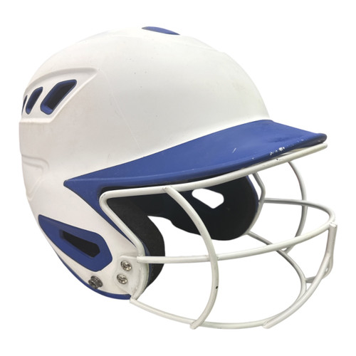 Vist Large View of Product Image Which is Used BoomBah BBH2SP Batting Helmet w/Mask White And Royal Blue LG