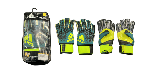 Vist Large View of Product Image Which is Used Adidas ACE ZONE ULTIMATE Soccer Goalie Gloves Black And Neon Green 12