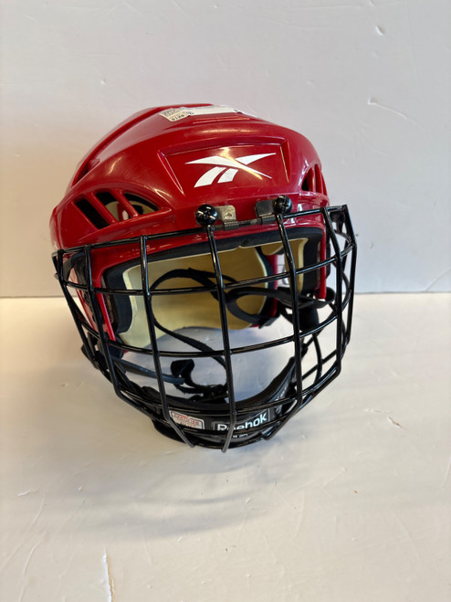 Vist Large View of Product Image Which is Used Reebok 4K Helmet Cage Combo Red MD