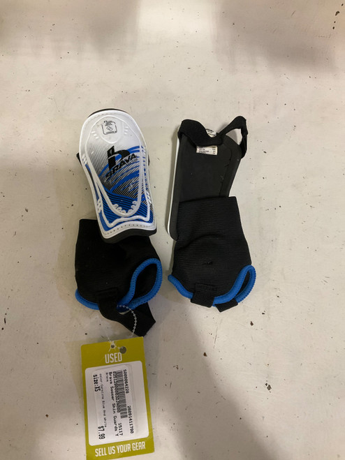 Vist Large View of Product Image Which is Used Brava Soccer Shin Guards Youth Carolina Blue And White XS