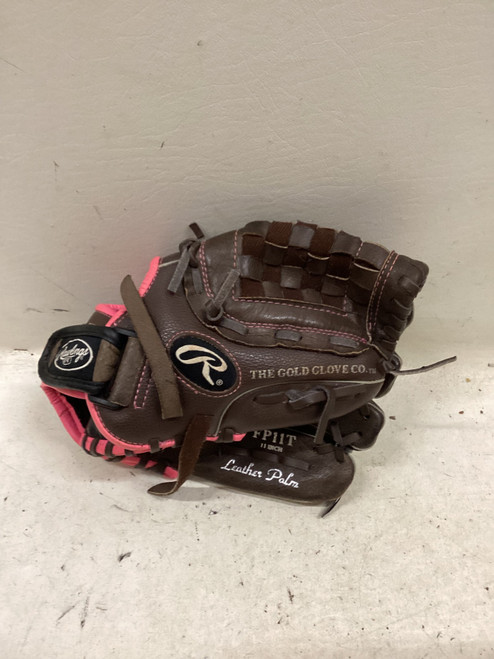 Vist Large View of Product Image Which is Used Rawlings FP11T RH Throw Fastpitch Gloves Brown 11"