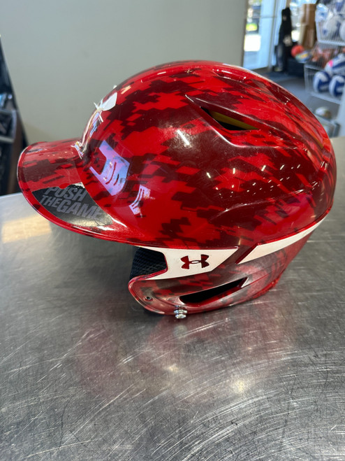 Vist Large View of Product Image Which is Used Under Armour RED Batting Helmet No Mask Red XS