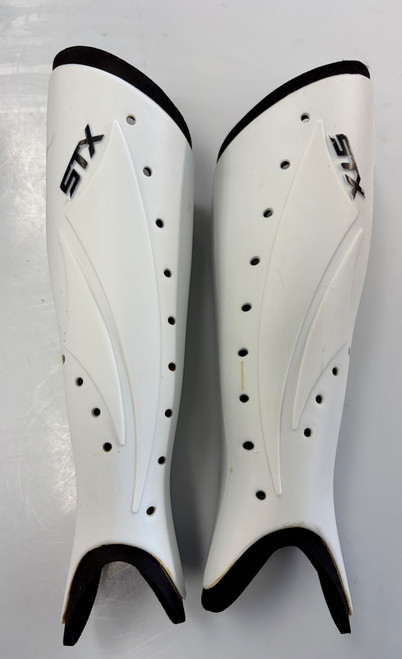 Vist Large View of Product Image Which is Used STX SHIN GUARDS Lacrosse Shin Guards White Senior