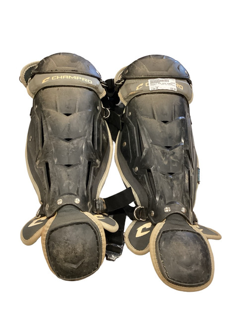 Vist Large View of Product Image Which is Used Champro BLK SHIN GUARDS Catchers Leg Guards Black Junior