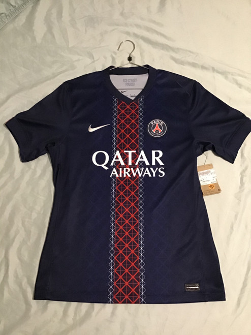 Vist Large View of Product Image Which is NEW Nike PSG JERSEY Soccer Top Adt Navy Blue MD