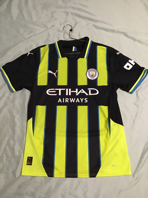 Vist Large View of Product Image Which is NEW Puma MAN CITY JERSEY Soccer Top Adt Navy Blue And Yellow MD