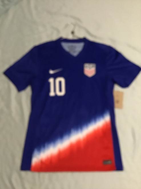 Vist Large View of Product Image Which is NEW Nike USA PULISIC JERSEY Soccer Top Adt Royal Blue And Red SM