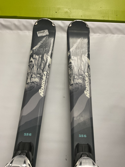 Vist Large View of Product Image Which is Used Nordica ALLDRIVE W 74 Womens DH Ski/Binding Black And Carolina Blue 156 cm