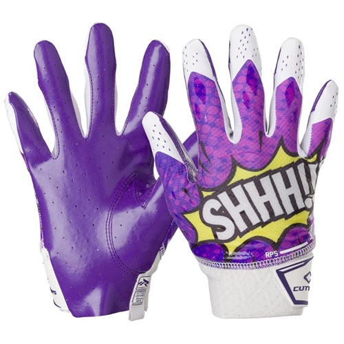 Vist Large View of Product Image Which is Used Cutters REV PRO 5.0 ADULT FB Gloves Purple And White 2X