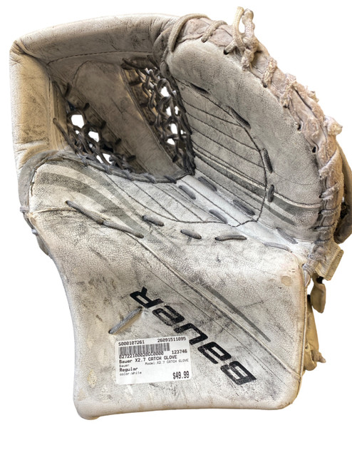 Vist Large View of Product Image Which is Used Bauer X2.7 CATCH GLOVE Junior Goalie Catcher White