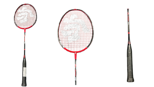 Vist Large View of Product Image Which is Used SL BLACK KNIGHT PC BADMINTON RACQUET Adult Badminton Racquet Black And Red Unknown