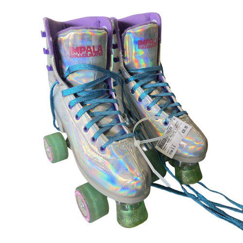 Vist Large View of Product Image Which is Used Impala QUAD ROLLER SKATES Senior Roller Quad Skates Silver Senior 8