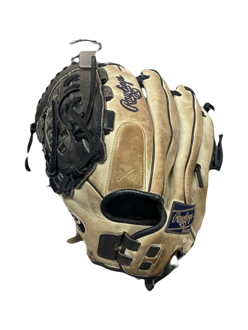 Vist Large View of Product Image Which is Used Rawlings LIBERTY ADVANCED LH Throw Fastpitch Gloves Grey 12 1/2"