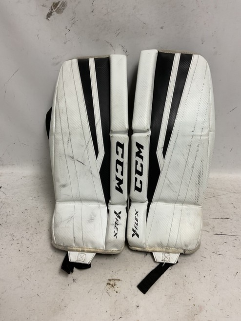 Vist Large View of Product Image Which is Used CCM YT FLEX Goalie Leg Pads Youth White 22"