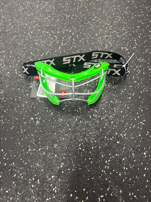 Vist Large View of Product Image Which is Used STX 4-SIGHT PLUS S GOGGLES Lacrosse Facial Protect Lime Green Senior