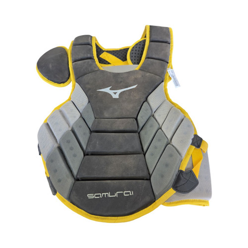 Vist Large View of Product Image Which is Used Mizuno SAMURAI ADULT CHEST PROTECTOR Catchers Chest Protector Black Adult