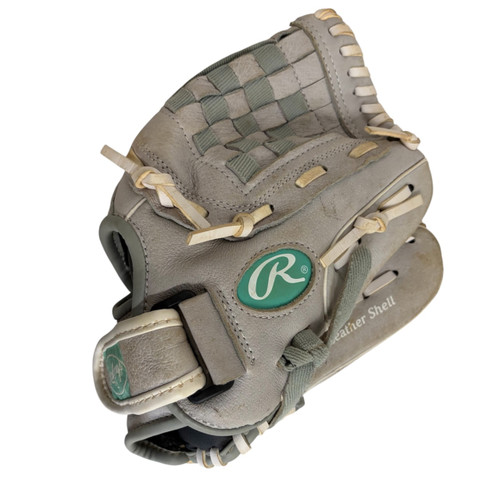 Vist Large View of Product Image Which is Used Rawlings SURE CATCH RH Throw Fastpitch Gloves Grey 11"