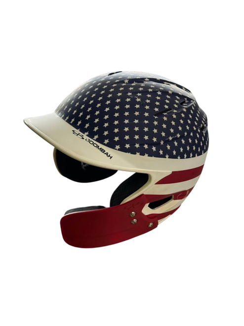Vist Large View of Product Image Which is Used BoomBah HELMET Batting Helmet No Mask White/Red/Navy One Size