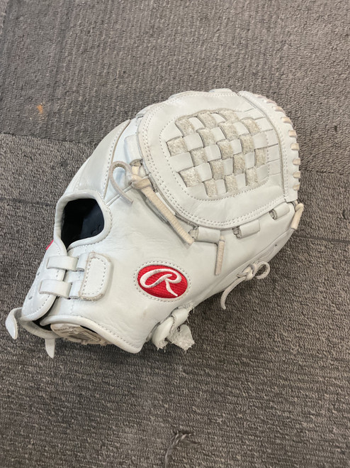 Vist Large View of Product Image Which is Used Rawlings GOLD GLOVE ELITE FP RH Throw Fastpitch Gloves Grey 12 1/2"