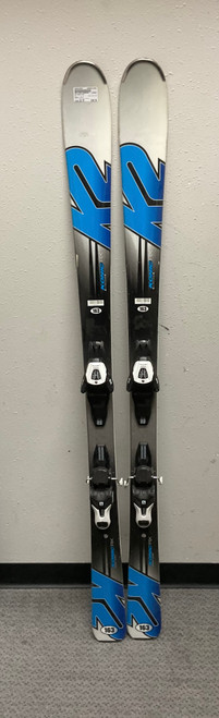 Vist Large View of Product Image Which is Used K2 KONIC RX Mens DH Ski/Binding White/Black/Royal 163 cm