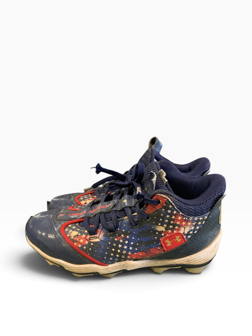 Vist Large View of Product Image Which is Used Under Armour USA BB/SB Cleats Navy Blue Junior 04.5