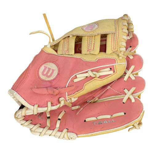 Vist Large View of Product Image Which is Used Wilson HOPE BB/SB Glove RH Throw Pink 10"
