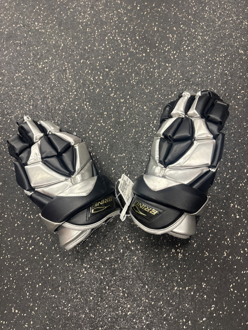 Vist Large View of Product Image Which is Used Brine STEALTH Lacrosse Gloves Mens Black LG