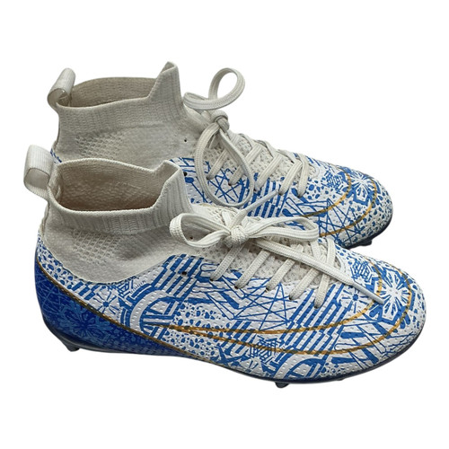 Vist Large View of Product Image Which is Used Soccer Cleats White And Royal Blue Junior 01