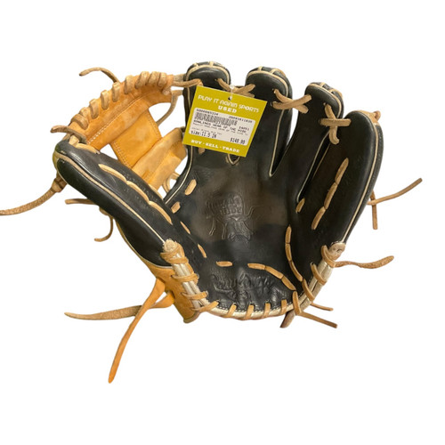 Vist Large View of Product Image Which is Used Rawlings RAWLINGS HEAR OF THE HIDE 11.5IN RHT BB/SB Glove RH Throw Black And Tan 11 1/2"