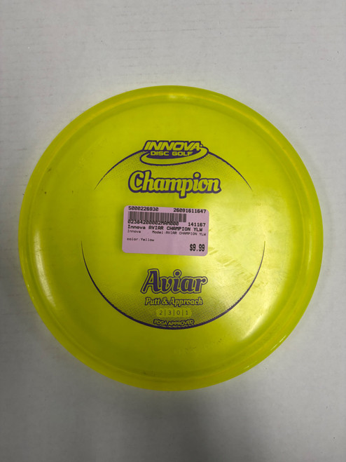Vist Large View of Product Image Which is Used Innova AVIAR CHAMPION YLW Disc Golf Putter Yellow