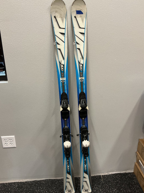 Vist Large View of Product Image Which is Used K2 Konic RX Mens DH Ski/Binding White And Royal Blue 163 cm