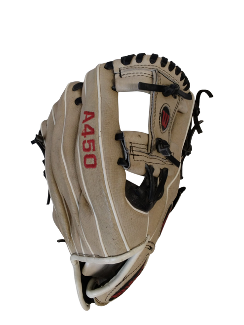 Vist Large View of Product Image Which is Used Wilson A450 BB/SB Glove RH Throw Grey 11 1/2"